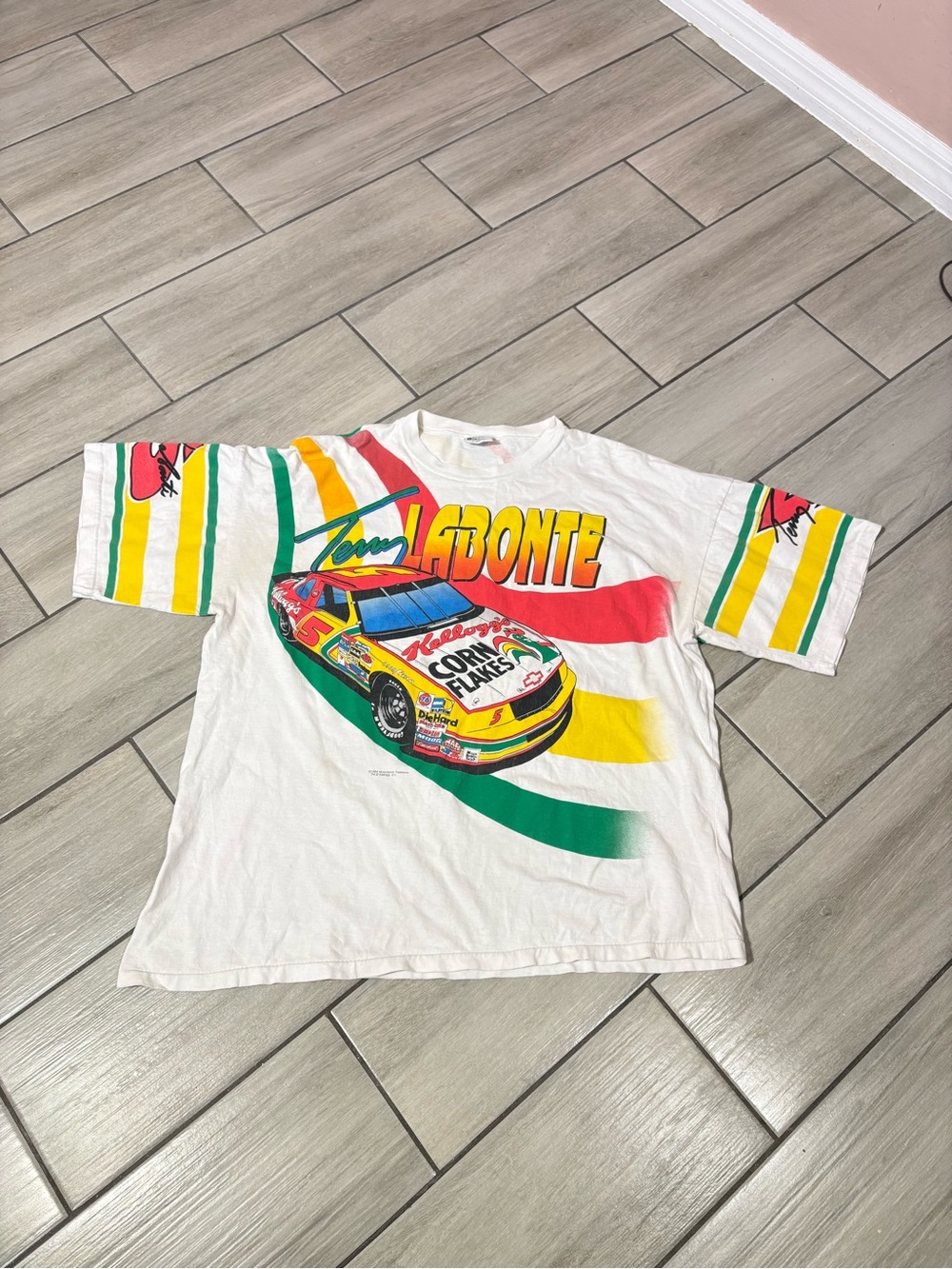 Box #5 Vtg Nascar Kelloggs Terry Labonte Mens Double Sided Autograph T-Shirt XXL